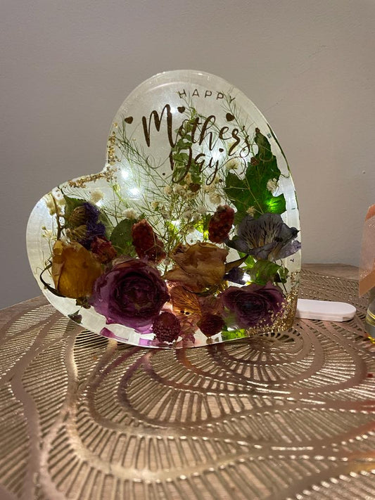 Happy Mother's day floral resin heart